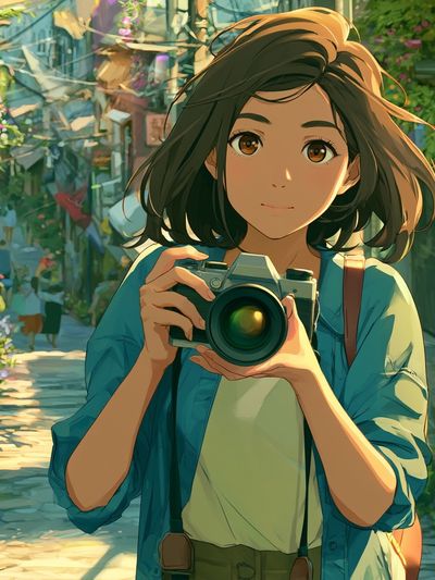 Anime Girl with Camera Poster.