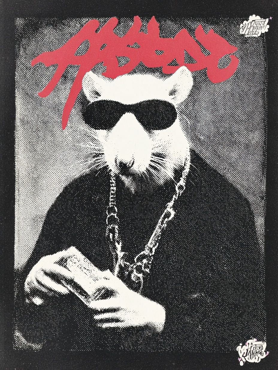 Rat in Shades Street-Art Poster. poster detail
