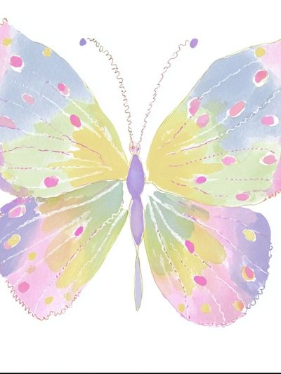 Pastel Butterfly Watercolor Print. poster