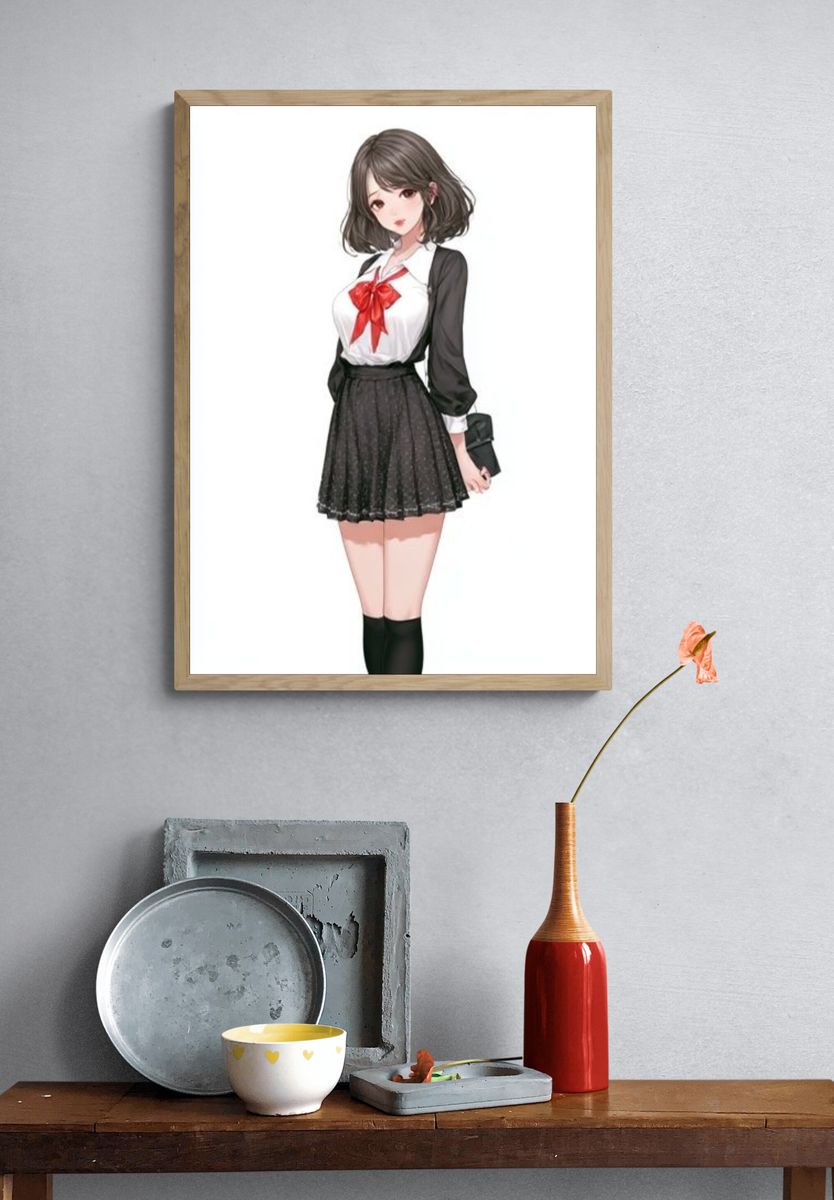Anime Schoolgirl Portrait Poster. — room view 3