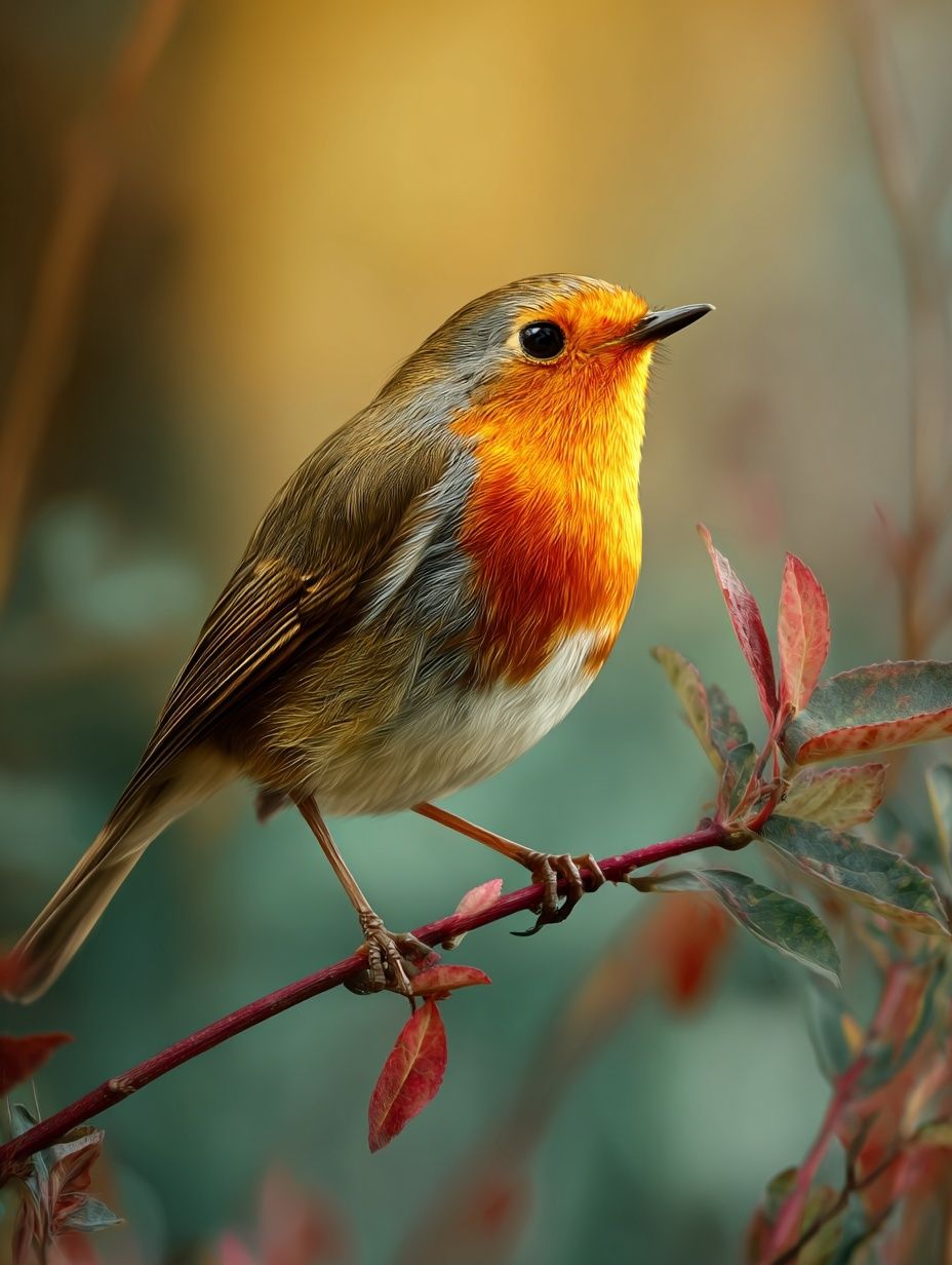 Robin on Branch Photography Poster. poster — animals art