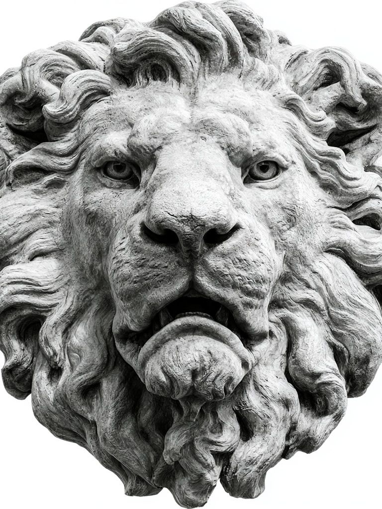 Stone Lion Head Photography Poster. poster detail