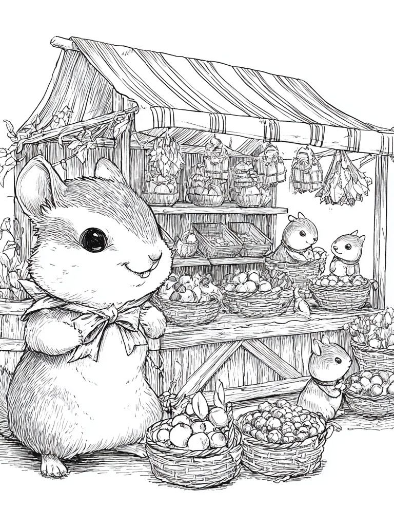 Cute Bunny Market Sketch Poster. poster — animals art