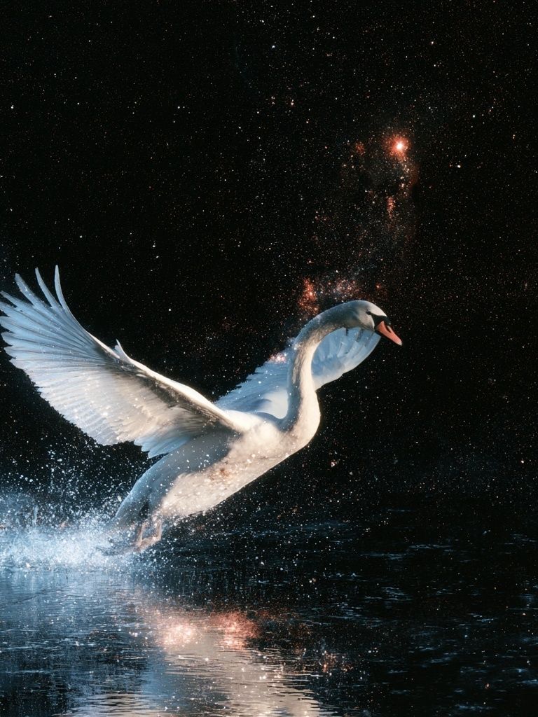 Swan in Starlight Illustration Poster. poster — animals art