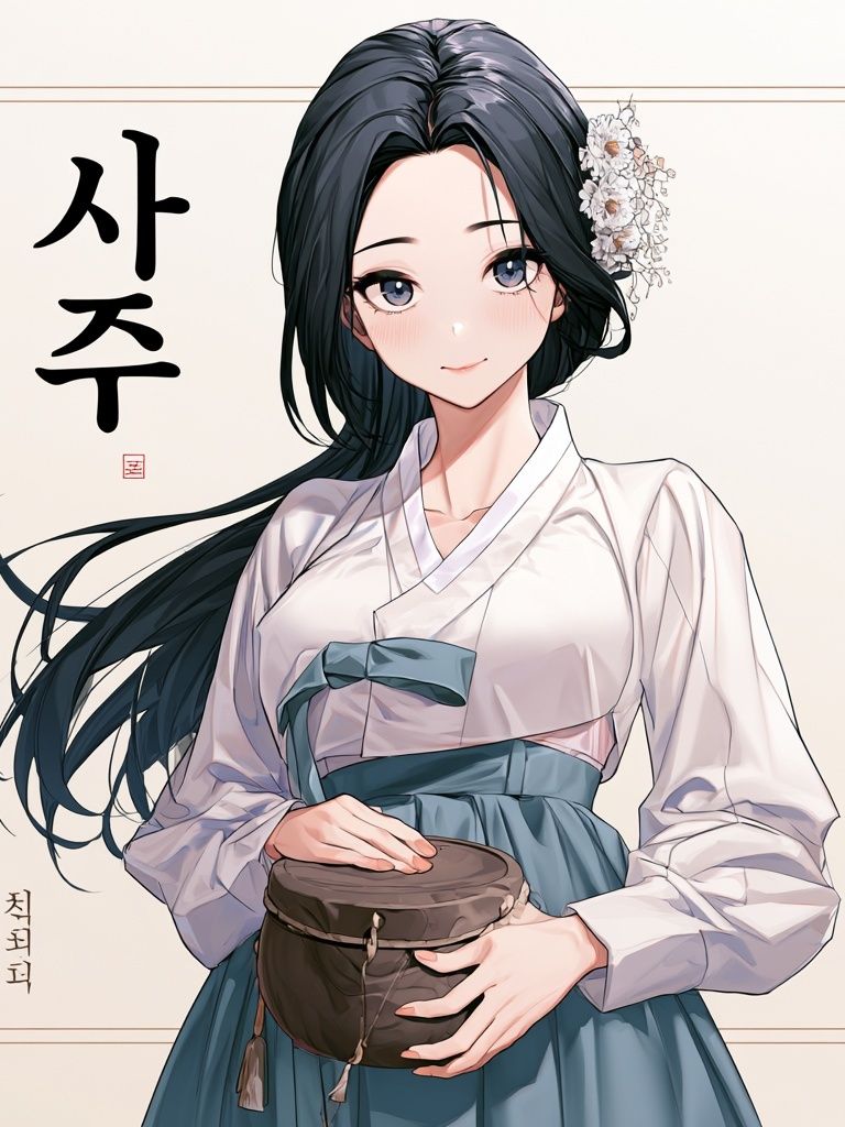 Korean Hanbok Portrait Anime Print. poster detail