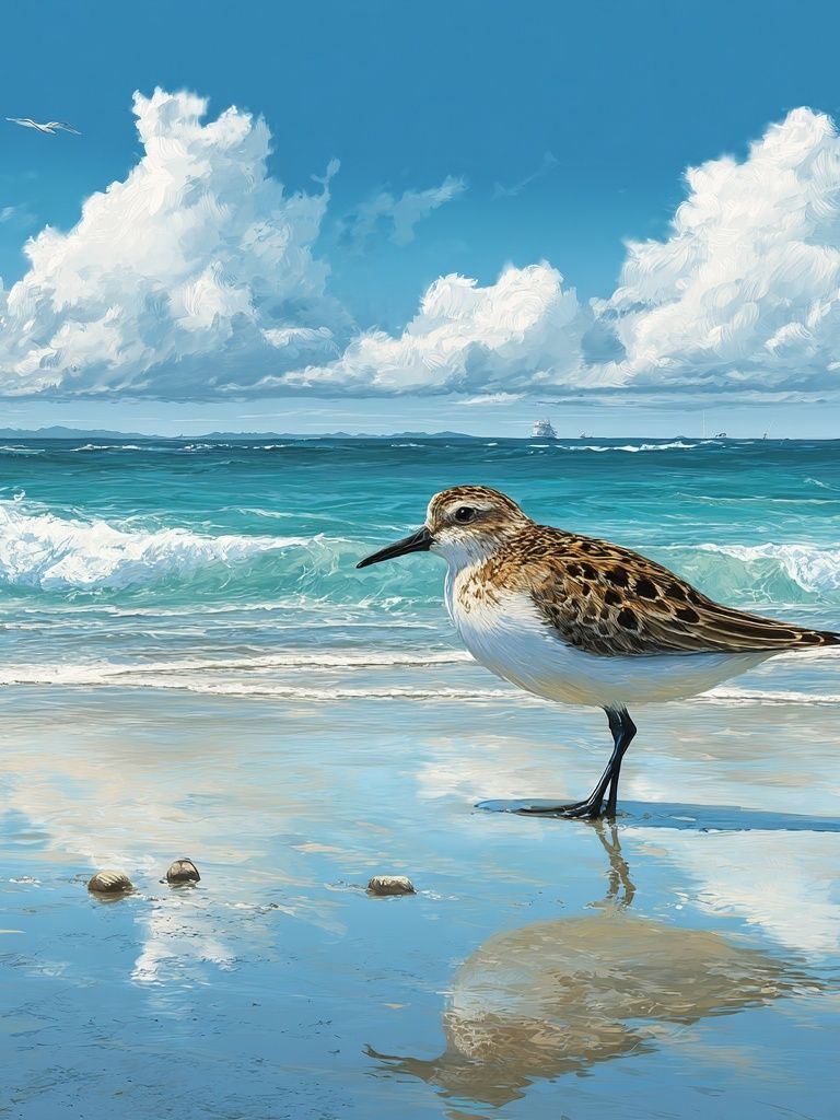 Shorebird at the Seaside Illustration Poster. poster — animals art