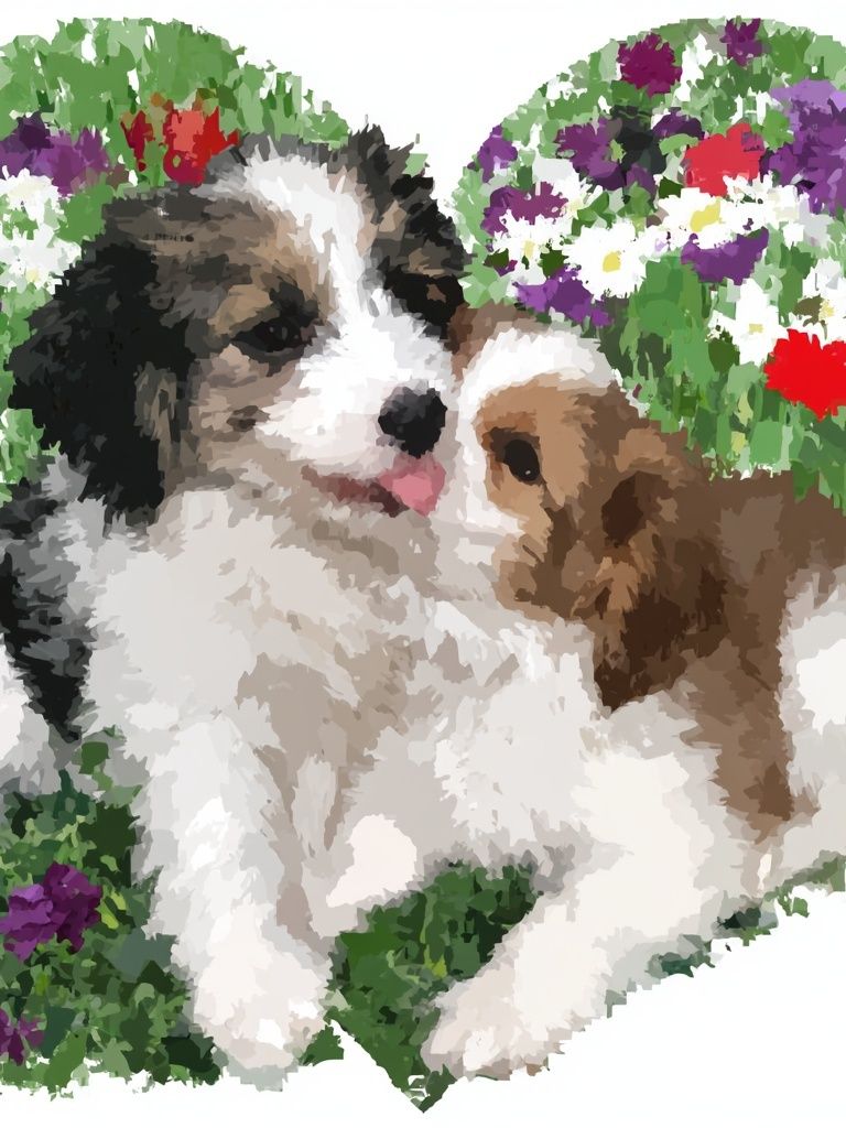 Puppy Floral Illustration Poster. poster — animals art