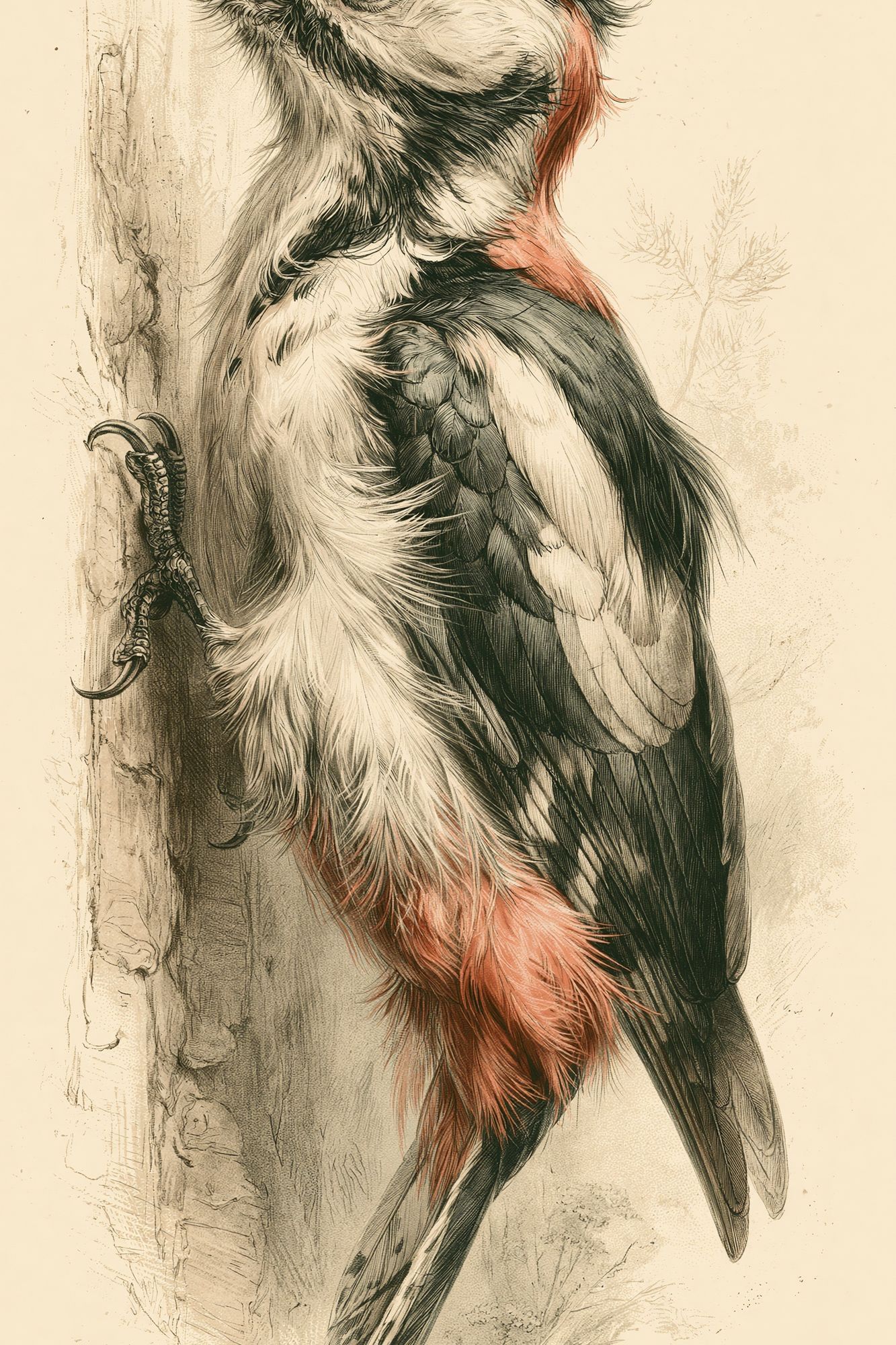 Woodpecker Botanical Illustration Poster. poster — animals art