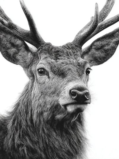 Majestic Deer Black-White Print. poster