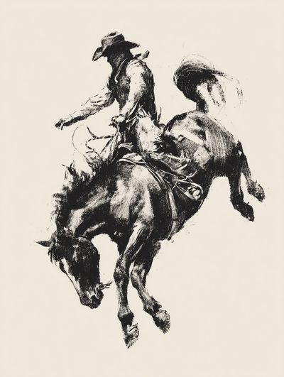 Bucking Bronco Ink Poster. poster