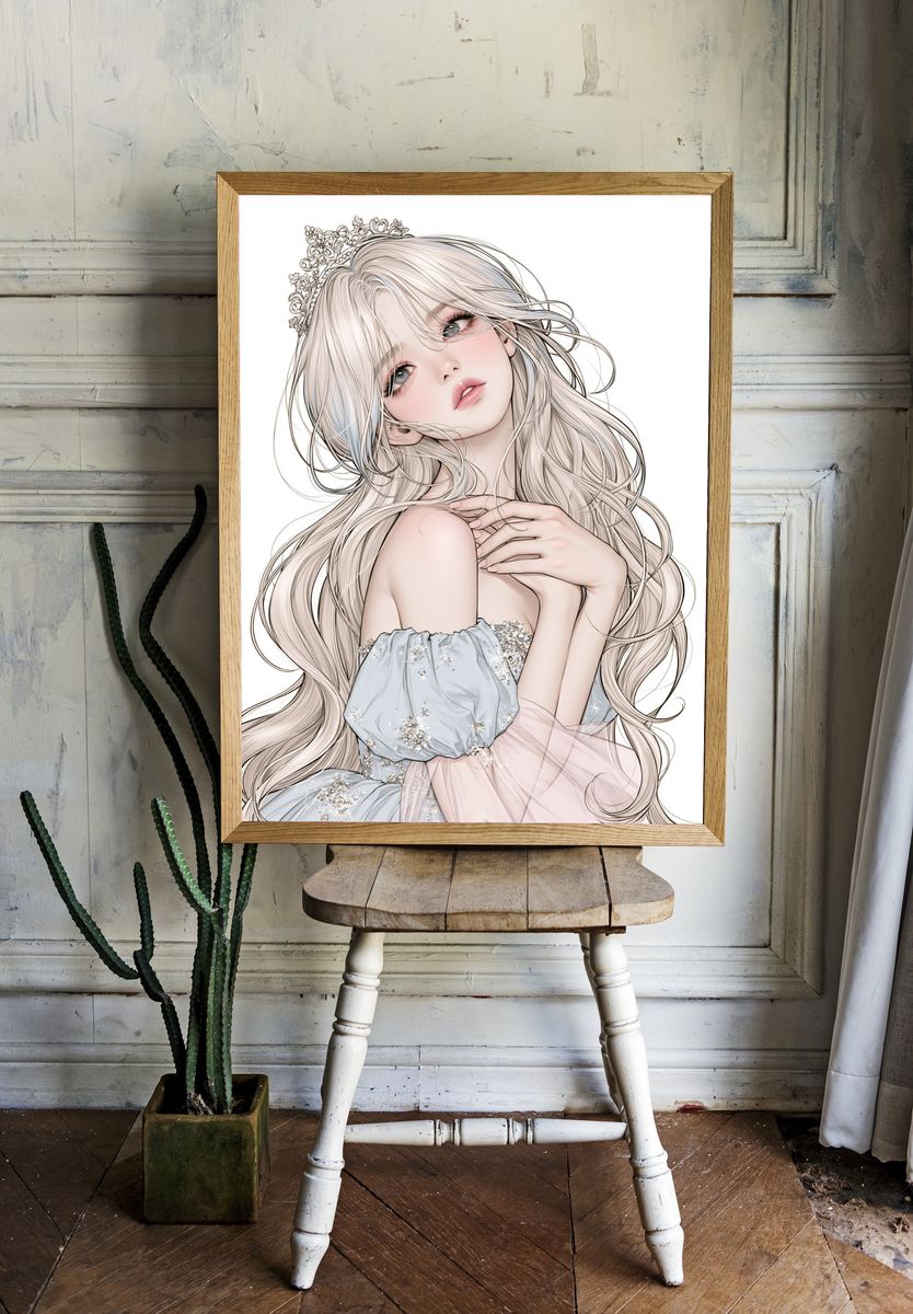 Elegant Anime Princess Portrait Poster. — room view 1