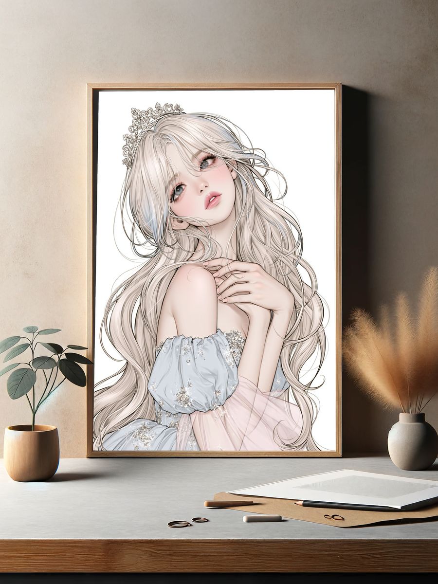Elegant Anime Princess Portrait Poster. — room view 2