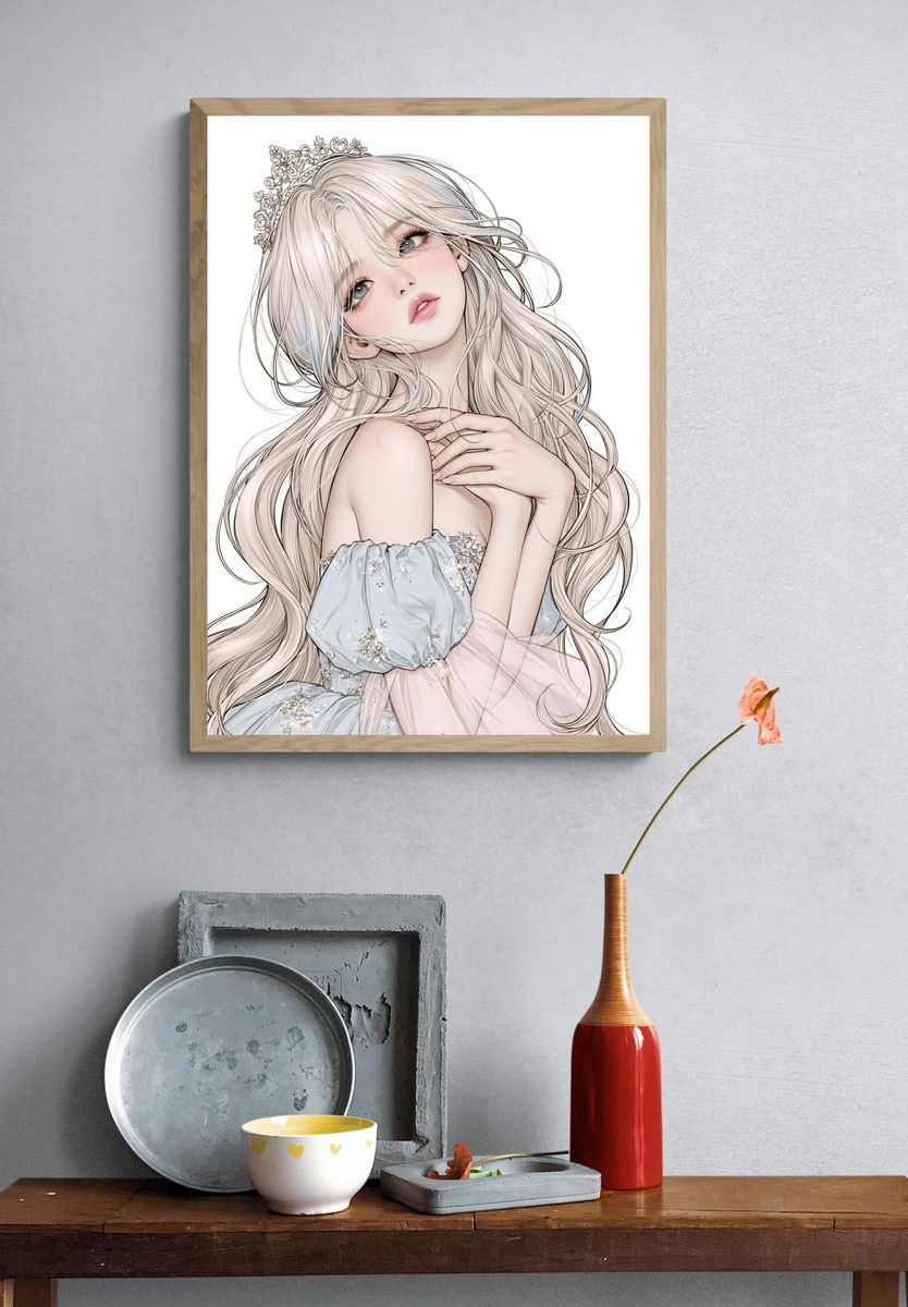 Elegant Anime Princess Portrait Poster. — room view 3