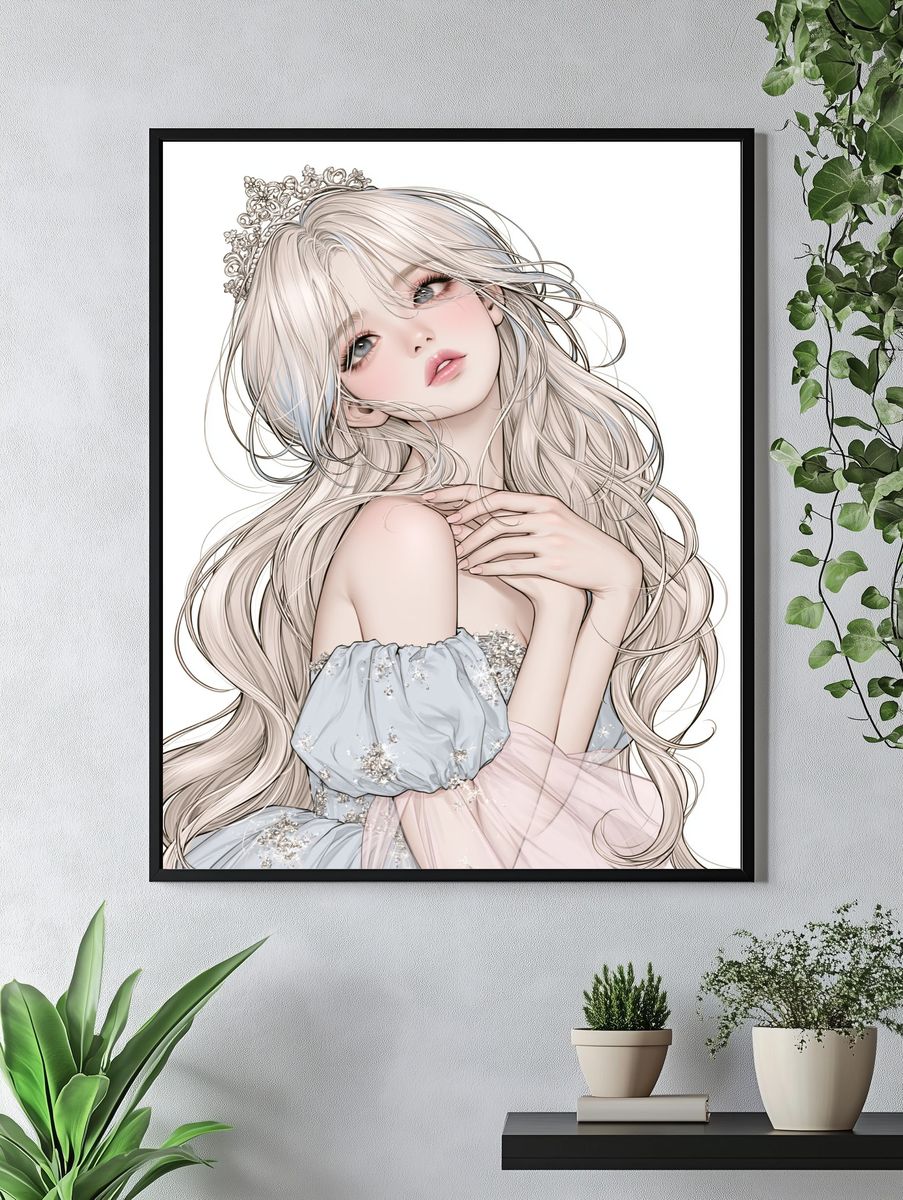 Elegant Anime Princess Portrait Poster. — room view 4