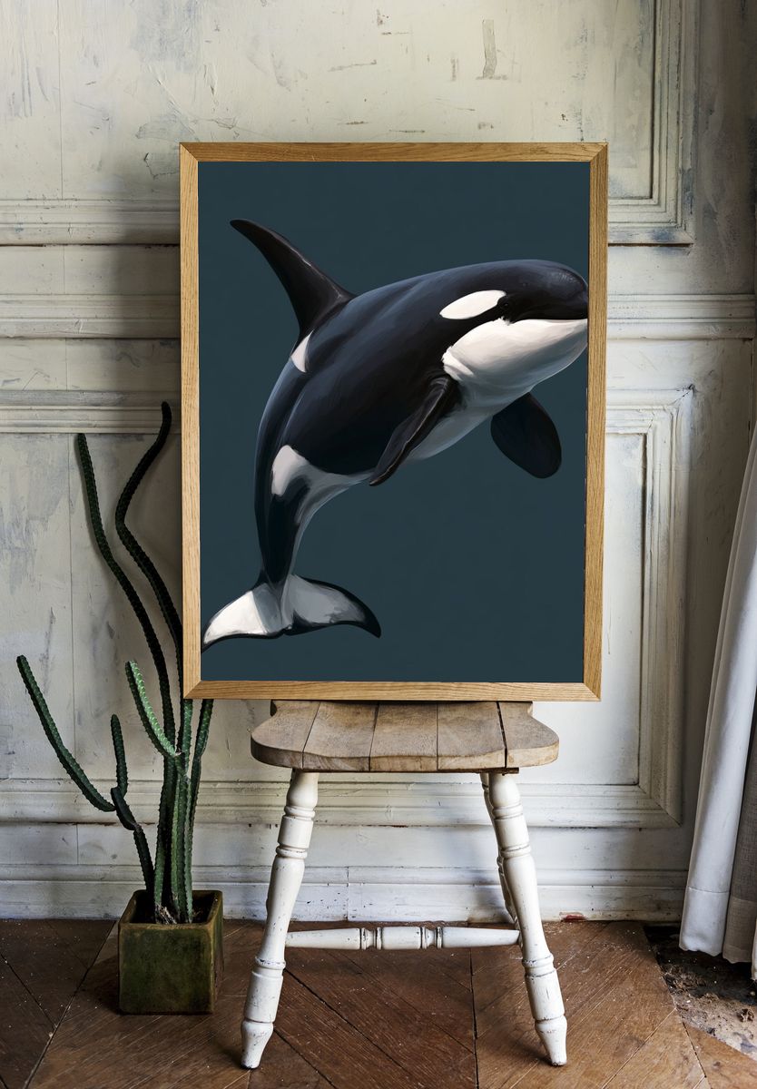 Orca Digital Art Poster. — room view 1