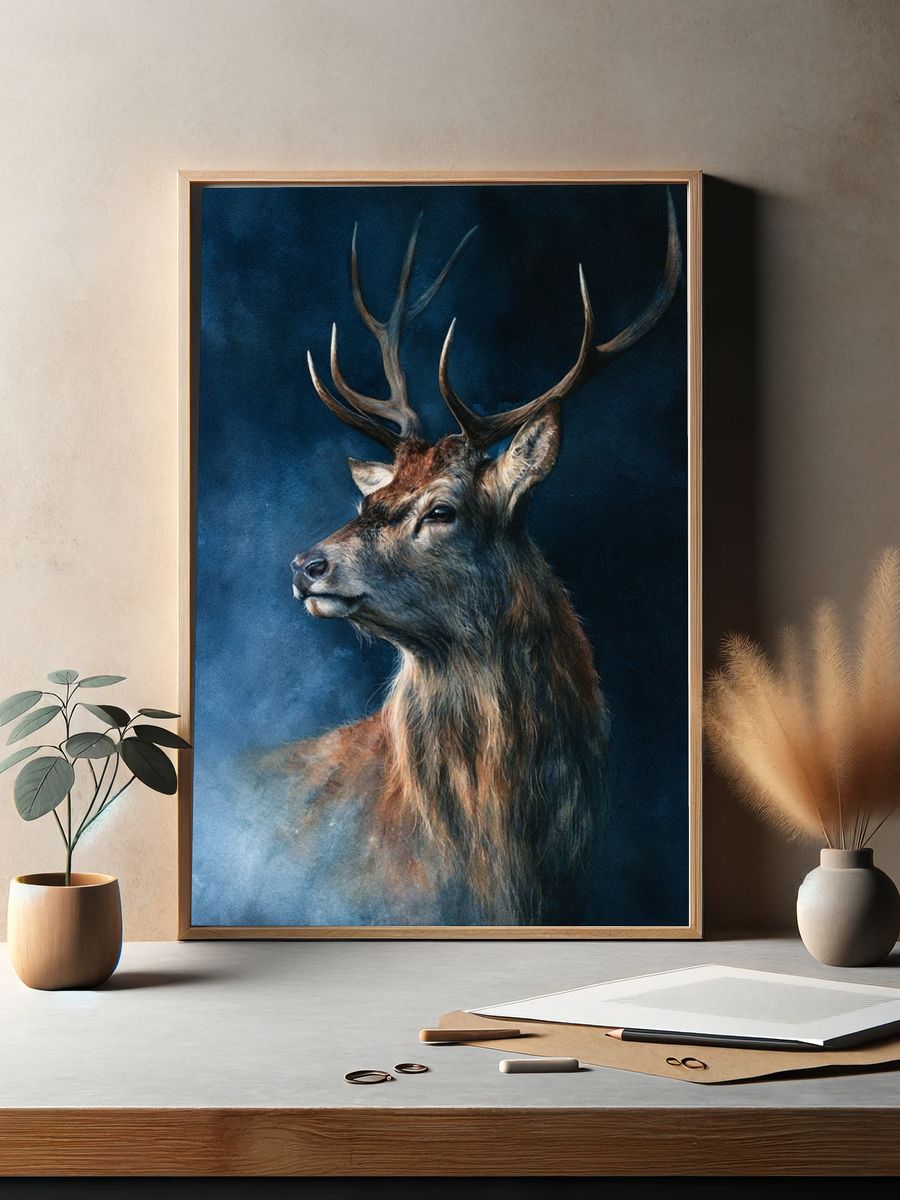 Majestic Stag Portrait Print. — room view 2