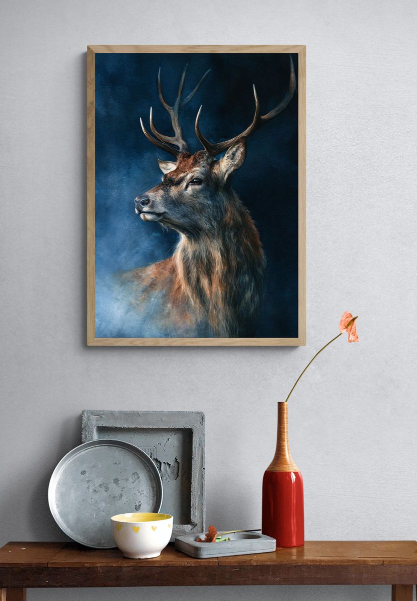 Majestic Stag Portrait Print. — room view 3