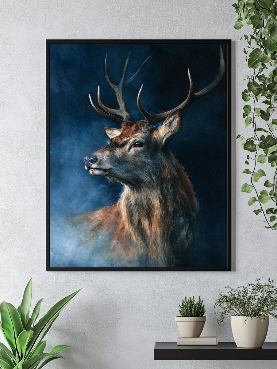 Majestic Stag Portrait Print. — room view 4