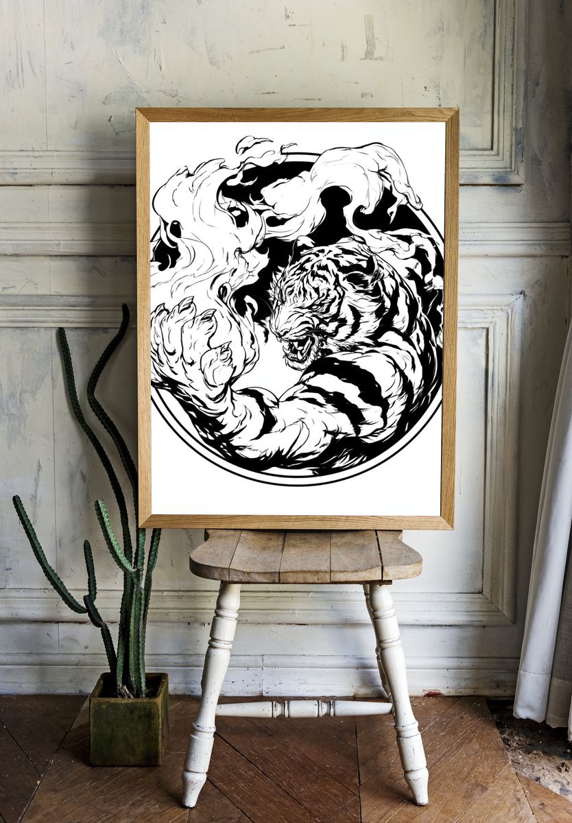 Roaring Tiger Ink Poster. — room view 1