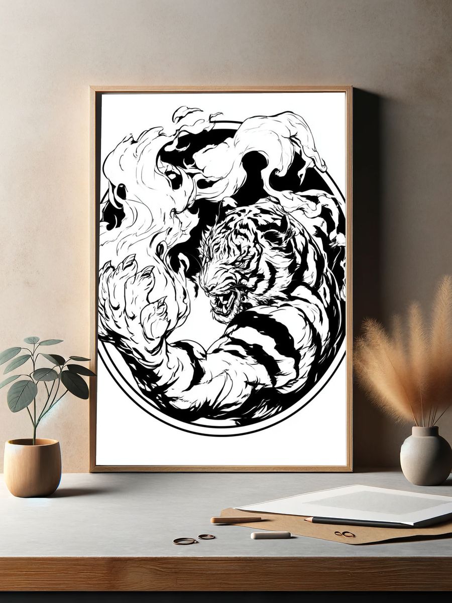 Roaring Tiger Ink Poster. — room view 2
