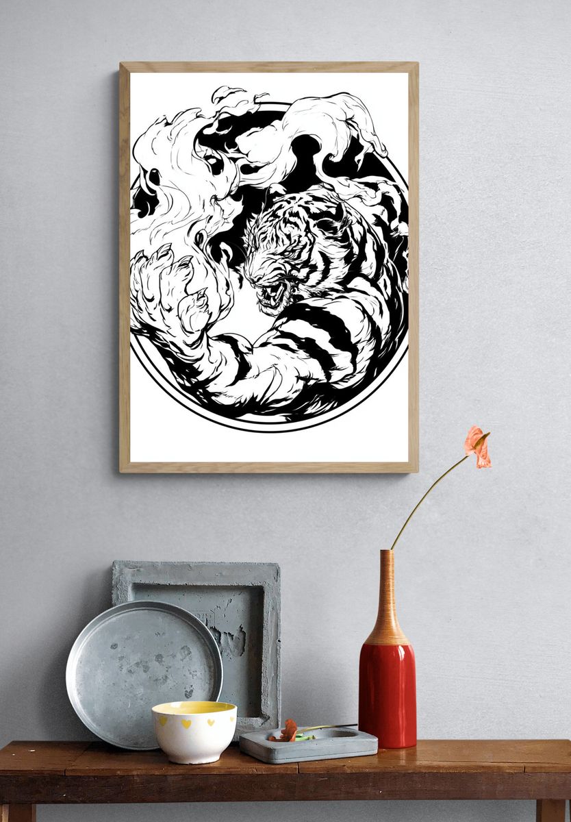 Roaring Tiger Ink Poster. — room view 3