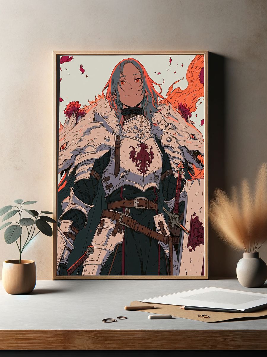 Armored Anime Warrior Poster. — room view 2