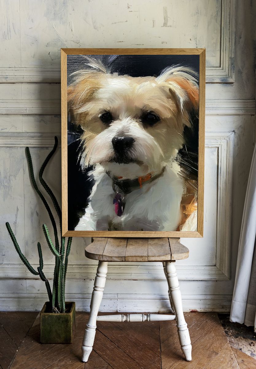 Fluffy Terrier Portrait Poster. — room view 1