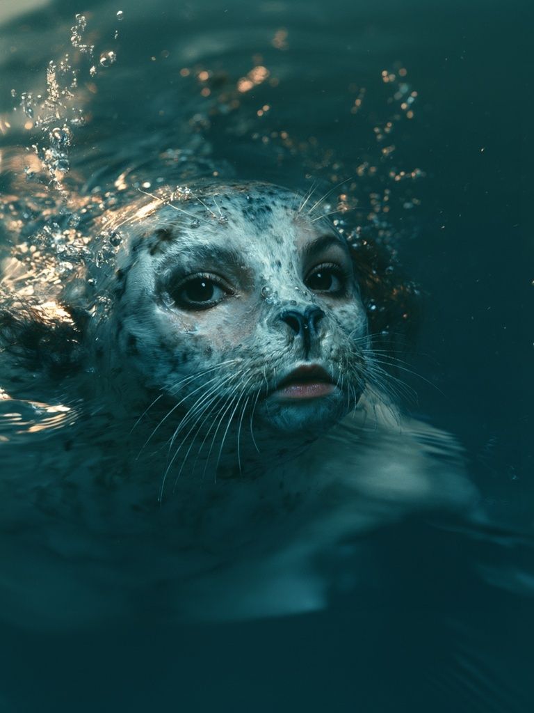 Seal Underwater Portrait Poster. poster detail