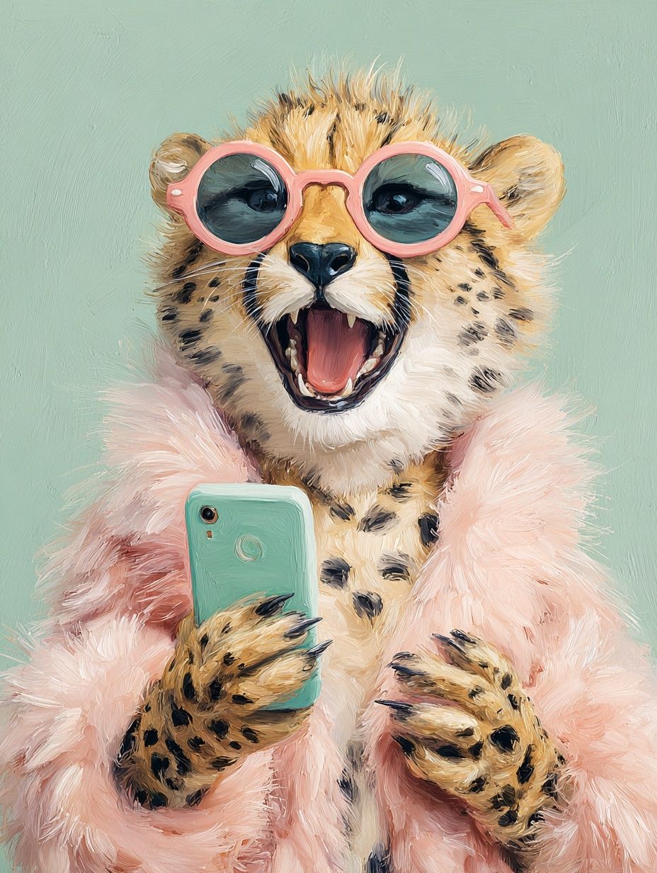 Cool Cheetah Portrait Illustration Poster. poster detail