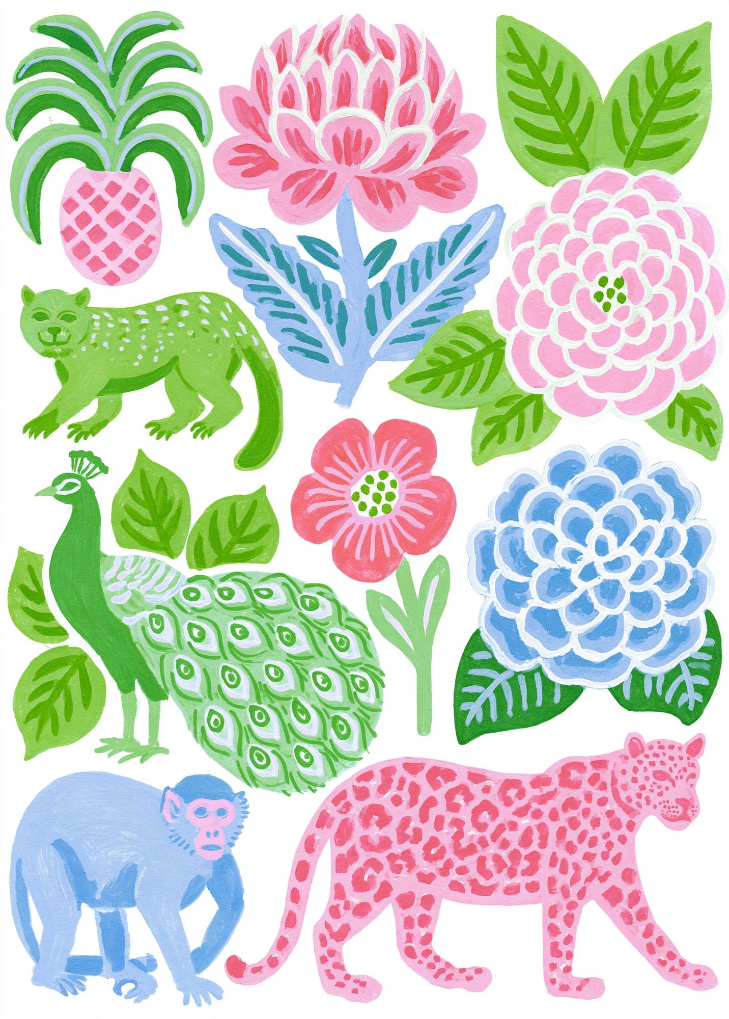 Tropical Jungle Animals Illustration Poster. poster — animals art