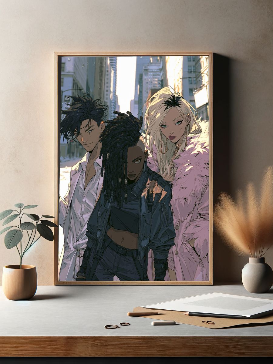 Urban Trio Anime Poster. — room view 2