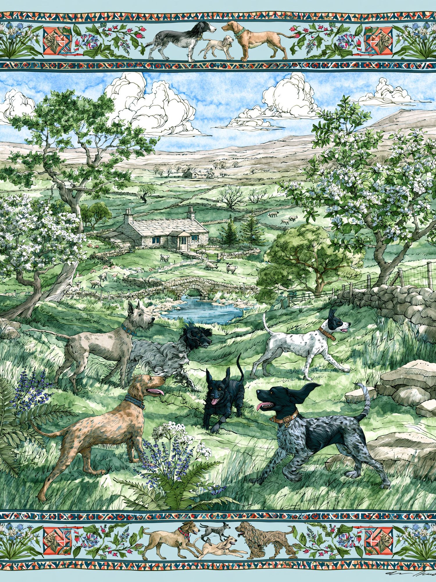 Country Dogs Landscape Poster. poster — animals art