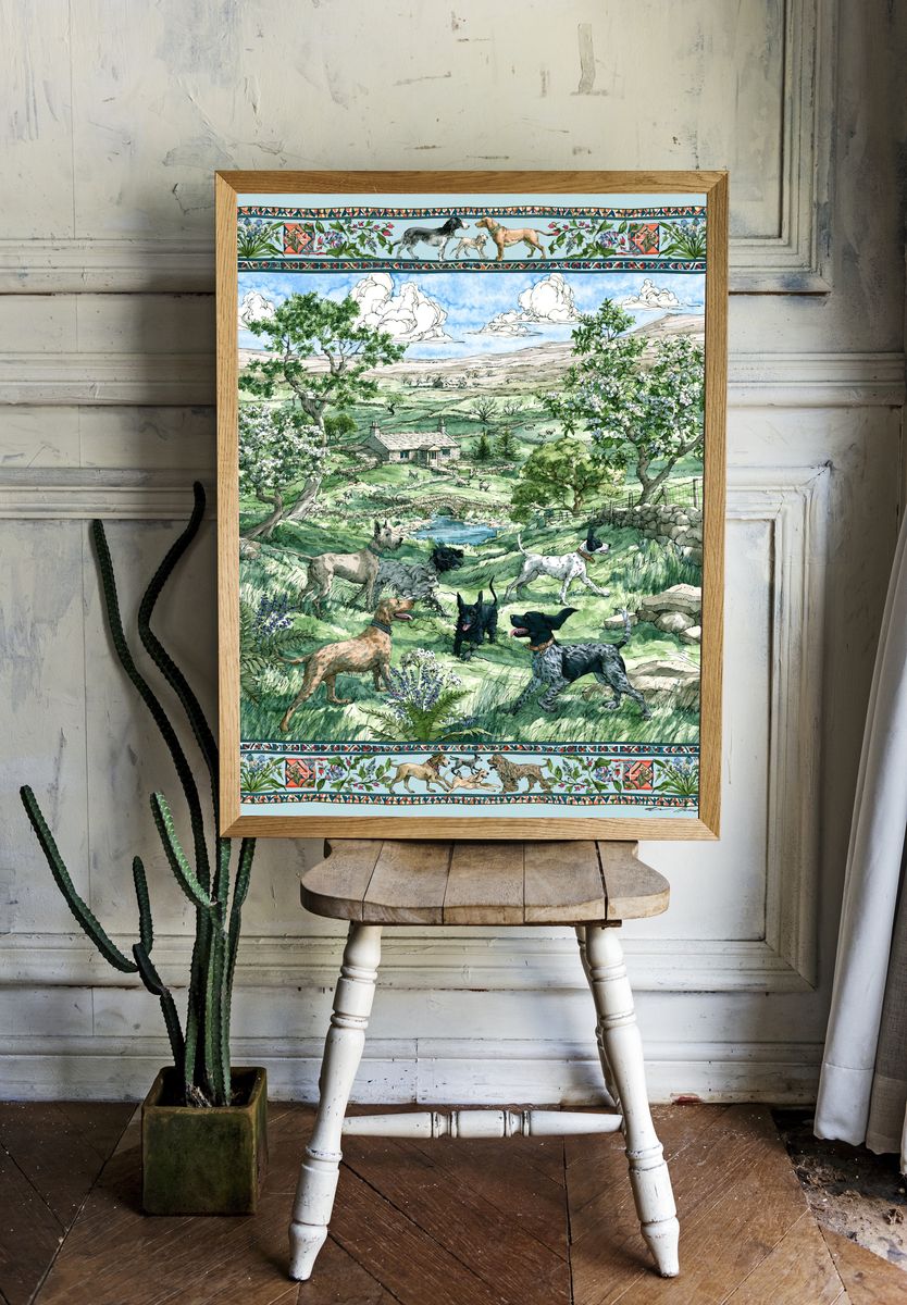 Country Dogs Landscape Poster. — room view 1