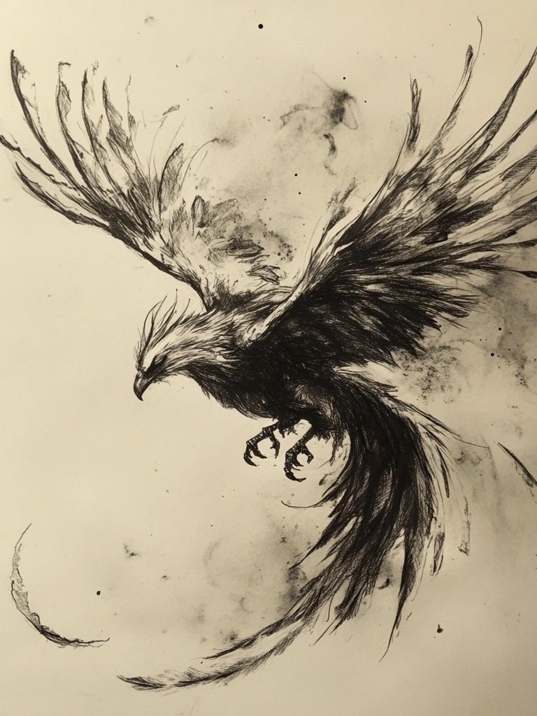 Flying Eagle Ink Print. poster — animals art