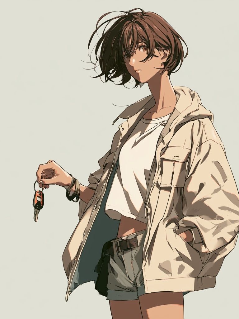 Anime Girl with Keys Illustration Poster. poster detail