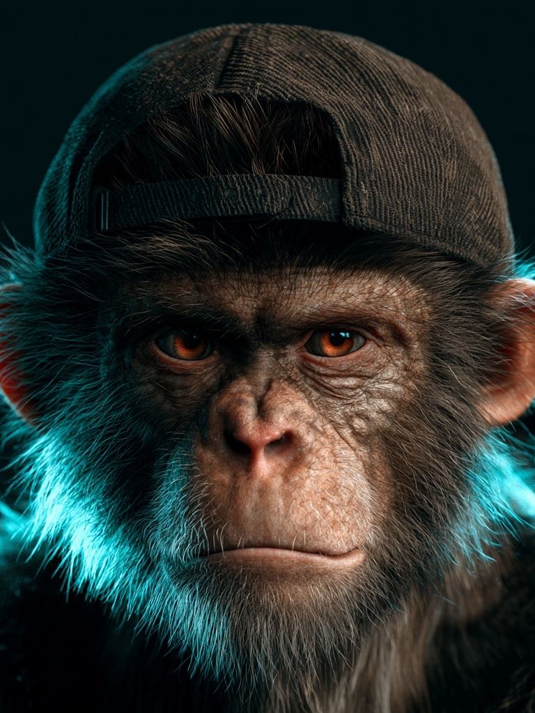 Chimpanzee Cap Portrait Poster. poster — animals art