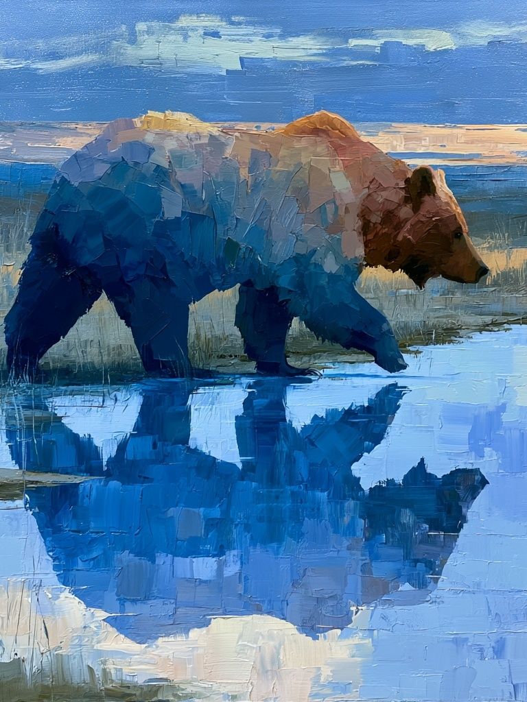 Bear by the Water — Painting Print. poster — animals art