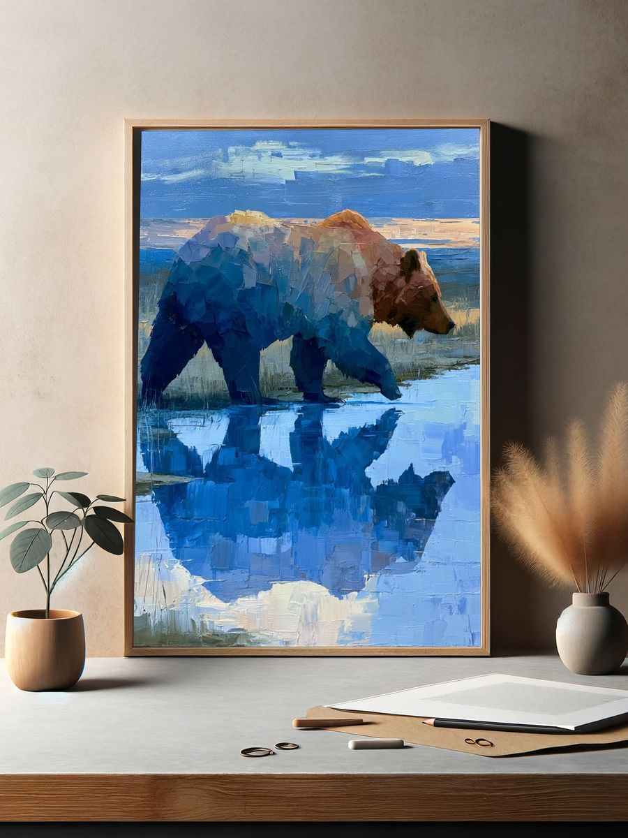 Bear by the Water — Painting Print. — room view 2