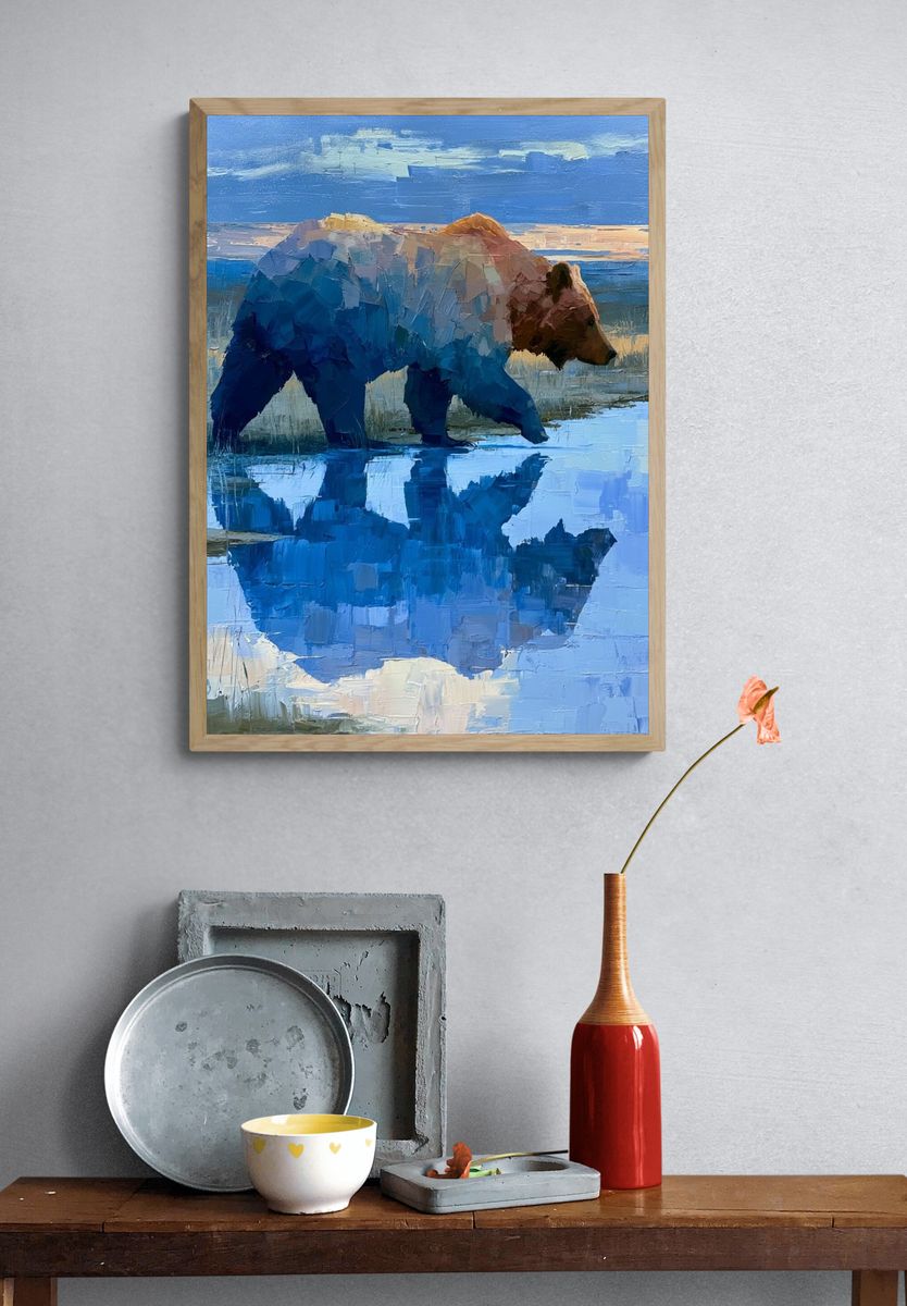 Bear by the Water — Painting Print. — room view 3