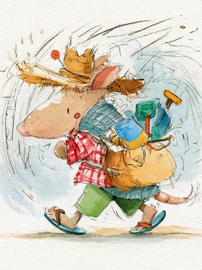 Running Mouse Watercolor Poster. poster