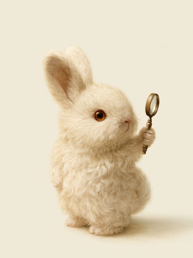 Curious Bunny with Magnifying Glass Poster. poster detail
