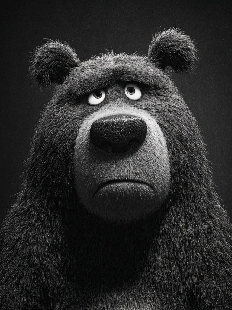 Sad Bear Portrait Print. poster detail