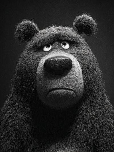 Sad Bear Portrait Print. poster