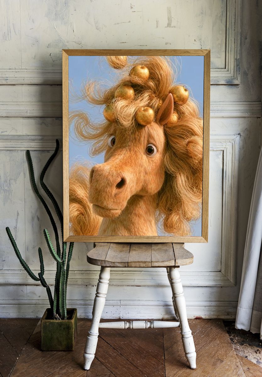 Golden Unicorn Portrait Poster. — room view 1