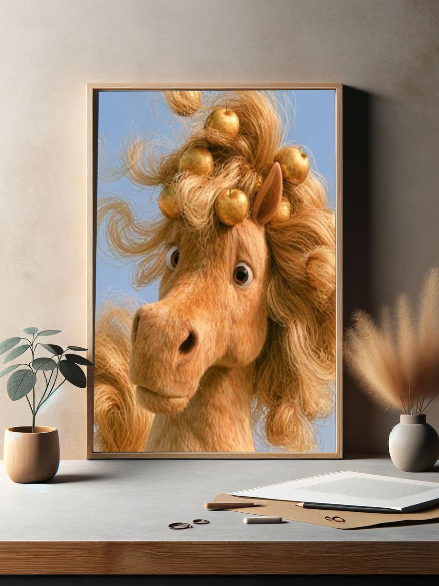 Golden Unicorn Portrait Poster. — room view 2