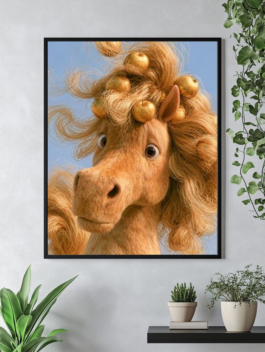 Golden Unicorn Portrait Poster. — room view 4