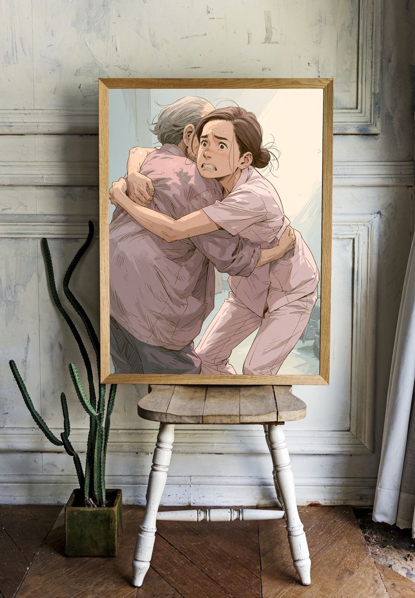 Emotional Hospital Hug Illustration Poster. room preview