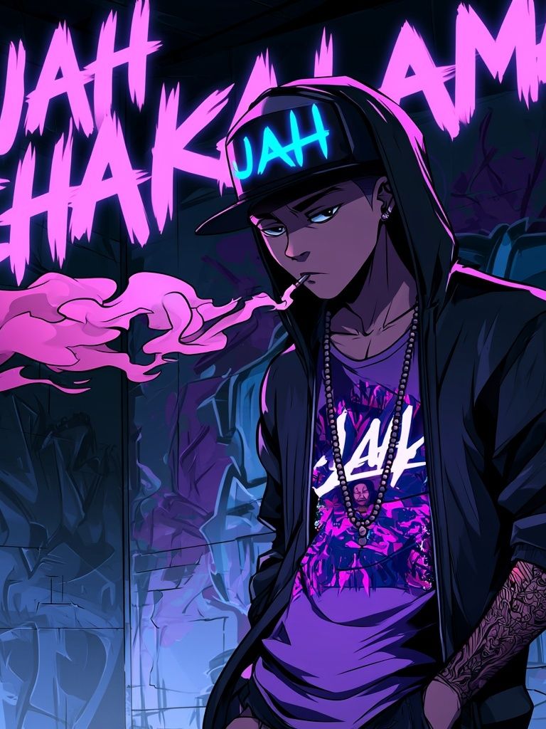 Neon Urban Rap Character Poster. poster — anime art