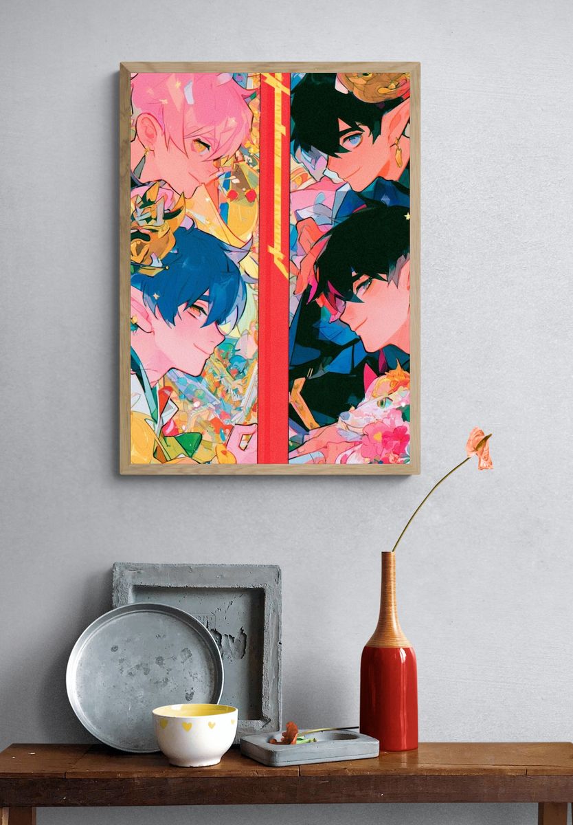 Fantasy Elf Duo Illustration Poster. — room view 3