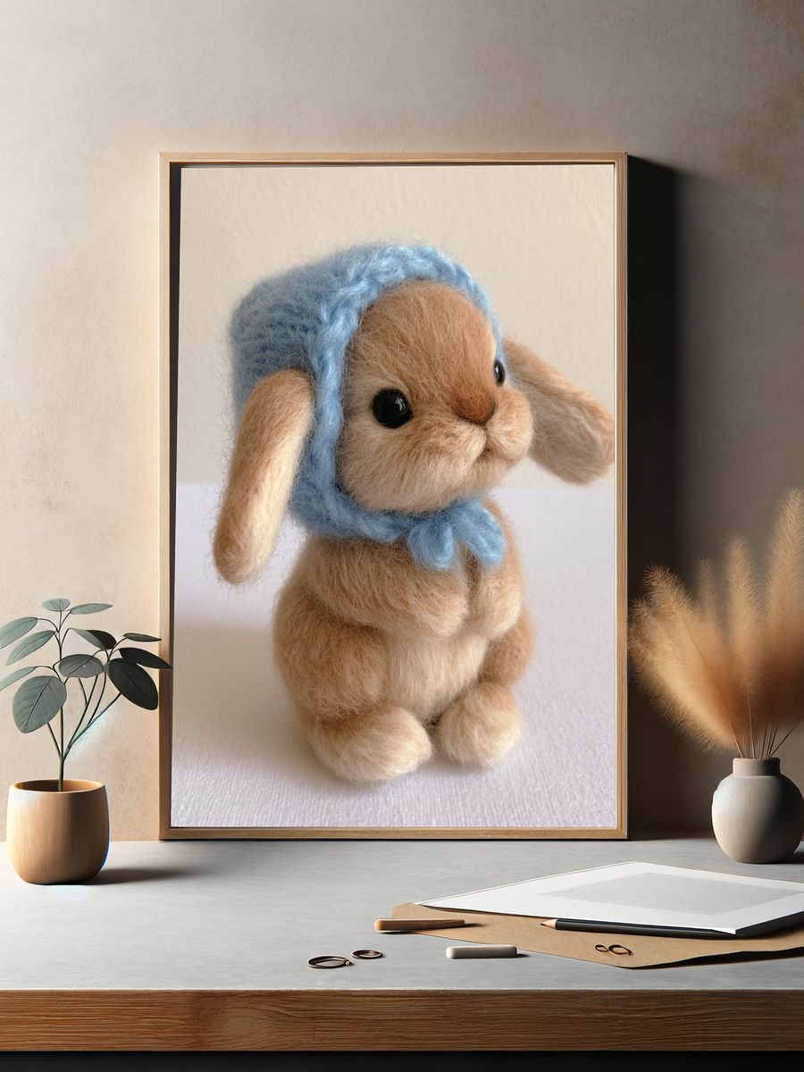 Blue Bonnet Bunny Photography Poster. — room view 2